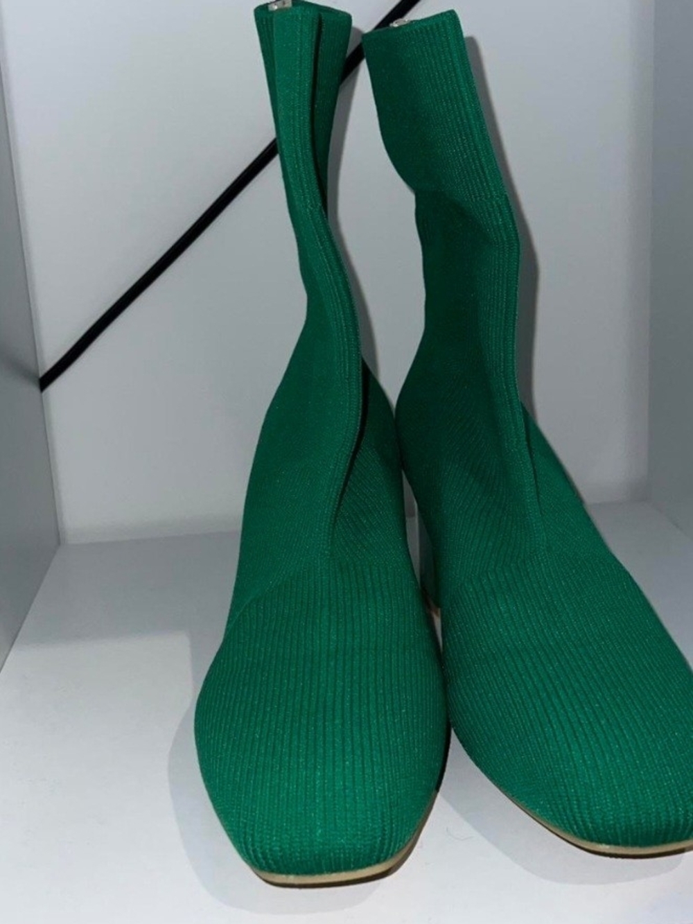 Green Knit Sock Boots Size 10 NWOT